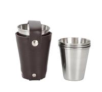 Stainless Steel Stackable Cups - 70ml Mini Metal Tumblers, 4PCS Durable Shatterproof Design with Protective Cup Sleeve, Reusable Eco-Friendly Beer and Coffee Glasses | Travel, Camping, Festivals