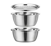 Stainless Steel Strainer Basin - 26 cm Colander | 26 cm Washing & Draining Colander Basket Set For Vegetables, Fruits & Rice, Ideal For Kitchen, Home, Apartment, Dining Room, Meal Prep & Salad Making