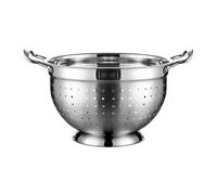 Stainless Steel Strainer - Metal Colander with Handle for Fast Draining Food Washing | Fine Mesh Kitchen with Washer Bowl, Grip Handles for Pasta Vegetables Rice Fruits Salad Meal Prep Use