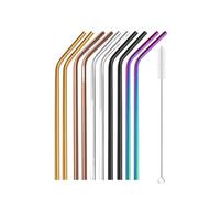 Stainless Steel Straw Rainbow Color Reusable Metal Straws Set With Cleaner Brush Stainless Steel Drinking Straw Milk Bar Party per succhi e bevande(11Pcs Mix Bent D)