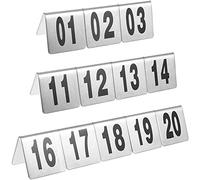 Stainless Steel Table Number V-S- 1-50/100 Numbers Stackable Table Numbers Cards - Tent Style - Double-Side Digital - Table Signs Plate For Restaurants Cafes Clubs/1 To 1(1 To 50)