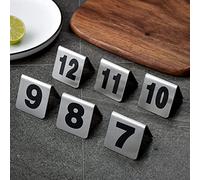 Stainless Steel Table Signs Metal Number Tags - Tent Style Table Number Cards 1-50/100 - Stackable And Does Not Take Up Space - For Cafe Bar Weddings Party Restaurant Tab(White-1 To 10)