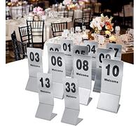 Stainless Steel Table Signs Table Number Set 1-25/1-50 - Tent Style Table Number Stands For Restaurants/Bars/Cafes/Hotel, Double-Sided Digital Labels, To Be Seated Quickl(21 To 30)