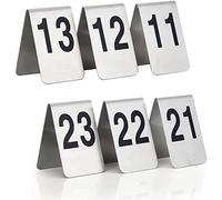 Stainless Steel Table Signs Table Number Set - 6X7.5Cm/8X12Cm Table Number Place Cards For Restaurants And Cafes - Double-Side Number Cards - Stackable/Upstanding/1 To 50(1 To 100-6 * 7.5Cm)