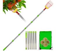 Stainless Steel Telescopic Pole Fruit Piicker with Basket | Frruit Picker Pole with Basket | Portable Lightweight Fruit Picker Rustproof, for Apricot, Lemon, Plum, Grapefruit, Orange