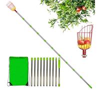 Stainless Steel Telescopic Pole Fruit Piicker with Basket | Frruit Picker Pole with Basket | Portable Lightweight Fruit Picker Rustproof, for Apricot, Lemon, Plum, Grapefruit, Orange