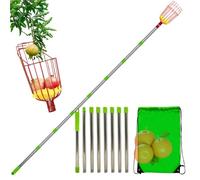 Stainless Steel Telescopic Pole Fruit Piicker with Basket | Frruit Picker Pole with Basket | Portable Lightweight Fruit Picker Rustproof, for Apricot, Lemon, Plum, Grapefruit, Orange