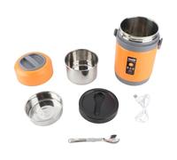 Stainless Steel Thermal Cooker Pot Portable Mini Constant Temperature Heat Preservation Lifting Pot for Travel Camping Office 2L Capacity (Orange)