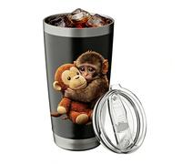 Stainless Steel Tumbler | 600 ml Monkey Pattern Water Bottle With Lid -17.5x8.5x7cm/6.89x3.35x2 Stainless Steel Coffee Tumbler - For Gym Office Home Travel Cafe Outdoor Car Party Tea Drinking Men