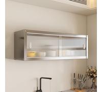 Stainless Steel Wall Mounted Kitchen Storage Shelf, One or Two Layers, with Transparent Sliding Doors, for Kitchen, Living Room, Bathroom, Garage, capacità di carico: 25 kg,Single layer60*35 * 40cm
