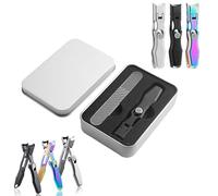 Stainless Steel Wide Mouth Nail Clippers with Anti Splash Guard for Precise and Nail Trimming - Stainless Steel Nail Clippers Set with Nano Nail File (Black)