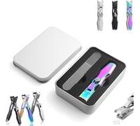 Stainless Steel Wide Mouth Nail Clippers with Anti Splash Guard for Precise and Nail Trimming - Stainless Steel Nail Clippers Set with Nano Nail File (Color)