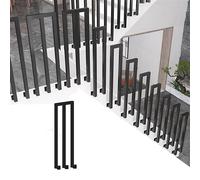 Stair il Black Square Ringhiera in ferro battuto per giardino, terrazza, balcone, interni ed esterni, design a forma di M, set di 2 pezzi ed elegante
