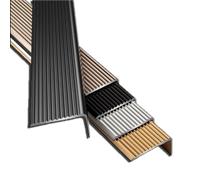 Stair Nose Molding 36in-60in Stairs Edging, Aluminum L Shape Stair Edge Trim Anti Slip Stairs Trim, Black/Silver/Gold/Purple/Grey(Gold,L 110CM/43in)