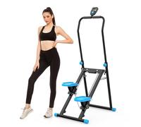 Stair Stepper Fitness Appartamento, Stepper Scala Pieghevole Verticale con Manubrio Aerobic Fitness Attrezzo di Allenamento Cardio Compatto e Manubrio per Casa con Schermo LCD e 3 Altezze Regolabili