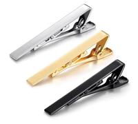 Stakee Confezione 3 Fermacravatte per Uomo, Fermacravatta Classico Argento Oro Nero, Fermacravatta a Pinza, Adatto per Matrimonio, Anniversario, Affari