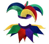 Stakee Set Cappello E Colletto Giullare - Costume Divertente 2 Pezzi per Bambini E Adulti, Accessori per Feste di Halloween, Mascherate E Pesce D'aprile