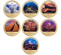 Stakee Set di 7 Monete Commemorative delle Sette Meraviglie del Mondo, Monete Collezione, Monete Souvenir per Collezione.