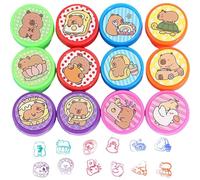 Stakee Timbri per Bambini, 12 Pezzi, Simpatici Timbri Autoinchiostranti a Forma di Capibara, Timbri per Bambini, per Riempire Sacchetti per Feste, Fai Te, Pittura, Bomboniere, Timbri per Insegnanti.