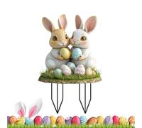 Stakes da giardino di Pasqua, pali decorativi del giardino di Pasqua,Segno di decorazione del cortile all'aperto - Decorazioni di segni di uova con coniglietto acrilico 2D, decorazione esterna carina