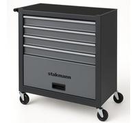 STAKMANN Carrello Portautensili con 4 Cassetti in Acciaio, Carrellino per Attrezzi Multiuso, Armadietto per Strumenti di Lavoro con Ruote Piroettanti, Ideale per Officine, Garage, Fai da Te (Grigio)