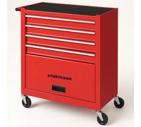 STAKMANN Carrello Portautensili con 4 Cassetti in Acciaio, Carrellino per Attrezzi Multiuso, Armadietto per Strumenti di Lavoro con Ruote Piroettanti, Ideale per Officine, Garage, Fai da Te (Rosso)