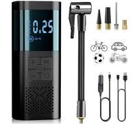STAKMANN Mini Compressore ad Aria Portatile a Batteria con Schermo LCD e Accessori, Gonfiatore Elettrico, Pompa Aria Ideale per Auto, Moto, Bici, Gonfiabili, Sensore di Pressione, Durata 6000 mAh