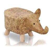 STAKMANN Poggiapiedi a Forma di Elefante, Sgabello imbottito con Struttura in Legno Antigraffio e Rivestimento in Ecopelle PU, Pouf Design Creativo Comodo e Resistente, 22 x 30 x 28H cm (Marrone)