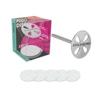 STALEKS PRO Base pododisco 25 mm con 5 ricariche grana 180. Acciaio inossidabile. Canna lunga.