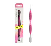 STALEKS PRO by Natury Nails Spingitore per cuticole doppia con manico in silicone Gummy. Acciaio inossidabile. UNIQ (PQ-10/1)