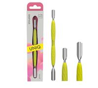STALEKS PRO by Natury Nails Spingitore per cuticole doppia con manico in silicone Gummy. Manicure e pedicure. Acciaio inossidabile. UNIQ (PQ-10/1Y)