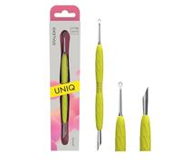 STALEKS PRO by Natury Nails Spingitore per cuticole doppia con manico in silicone Gummy. Manicure e pedicure. Acciaio inossidabile. UNIQ (PQ-11/2Y)