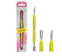 STALEKS PRO di Natury Nails Spingicuticole doppio con manico in gomma siliconica. Per manicure e pedicure. Acciaio inossidabile. UNIQ (IE-PQ-10/2Y)