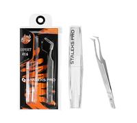STALEKS PRO Pinza curva professionale per extension ciglia finte. Modellato mega volume. Acciaio inossidabile. Expert 41/6