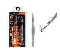 STALEKS PRO Pinza curva professionale per extension ciglia finte. Modellazione volume. Acciaio inossidabile. Expert 40/1