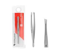 STALEKS PRO Pinza per sopracciglia precisa con bordi larghi inclinati. Acciaio inossidabile di grado medico. Classic 10/3