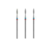 STALEKS PRO Set 3 frese diamantate DUO Flame Red-Blue 2.1x0.8 mm. Cuticole, manicure e pedicure. Forma di fiamma (grana morbida/media)