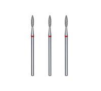 STALEKS PRO Set 3 frese diamantate per cuticole, 2,1 x 0,8 mm. Forma di fiamma arrotondata (grana fine)