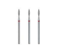 STALEKS PRO Set 3 frese diamantate per cuticole, 2,1 x 0,8 mm. Forma di fiamma (grana fine)