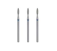 STALEKS PRO Set di 3 frese diamantate per cuticole, 2,1 x 0,8 mm, forma arrotondata a fiamma (grana media)