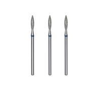 STALEKS PRO Set di 3 frese diamantate per cuticole, 2,3 x 10 mm. Forma di fiamma (grana media)