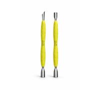 STALEKS PRO UNIQ - Set di 10 e 11 spingi cuticole, tipo 1 (rotondo largo + rotondo stretto) e tipo 2 (obliquo + anello), strumento professionale per manicure con manico in silicone, PQ-10/1y; PQ-10/2y