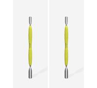 STALEKS PRO UNIQ - Set di 10 e 11 spingi cuticole, tipo 1 (rotondo largo + rotondo stretto) e tipo 2 (obliquo + anello), strumento professionale per manicure con manico in silicone, PQ-10/1y; PQ-10/2y