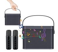 Stalf Macchina karaoke, impianto di cantazione con 2 microfoni, canto microfono macchina partito altoparlante con regolazione altezza bassa, lunga durata 8 ore di riproduzione accessori