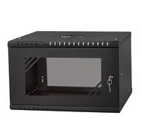 Armadio rack 19" 6U 450mm a Parete Nero RAL9005 Sportello in Vetro Reversibile
