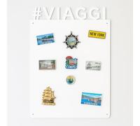STALFORM Lavagna Magnetica da Parete in Acciaio Blanco VIAGGI 75x49 cm, Black Memo-Board, Pannello Magnetico per Calamite, Lavagna da Cucina, Ufficio, Camera dei Bambini
