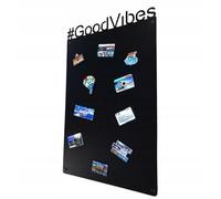 STALFORM Lavagna Magnetica da Parete in Acciaio Nera GoodVibes 80x50 cm, Black Memo-Board, Pannello Magnetico per Calamite, Lavagna da Cucina, Ufficio, Camera dei Bambini