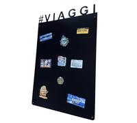 STALFORM Lavagna Magnetica da Parete in Acciaio Nera VIAGGI 75x49 cm, Black Memo-Board, Pannello Magnetico per Calamite, Lavagna da Cucina, Ufficio, Camera dei Bambini