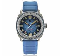 Stalingrad Defender Titanio Lunare Automatico Silicone Azzurro Grigio Data Zaffiro Orologio Uomo