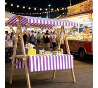 Stall portatile del venditore di legno con il baldacchino, carrello di mercato pieghevole per le fiere dell'artigianato, robusto stand di visualizzazione con luci a LED, facile setup Mobile Shop per i